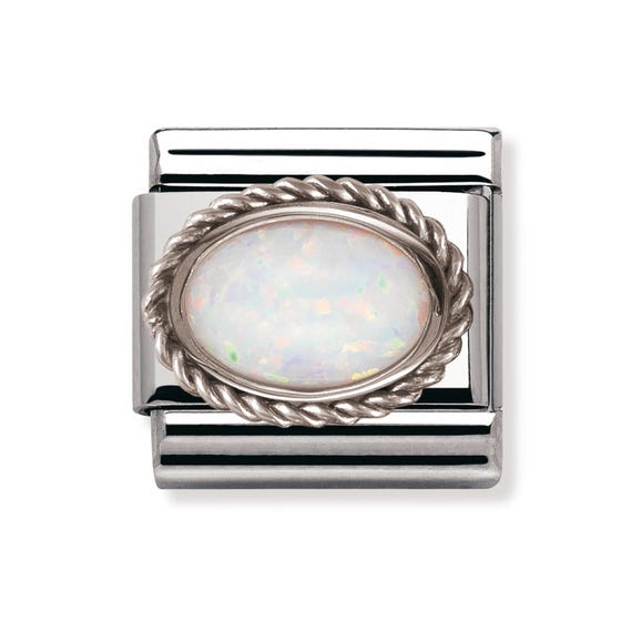 Classic Silver & White Opal Charm