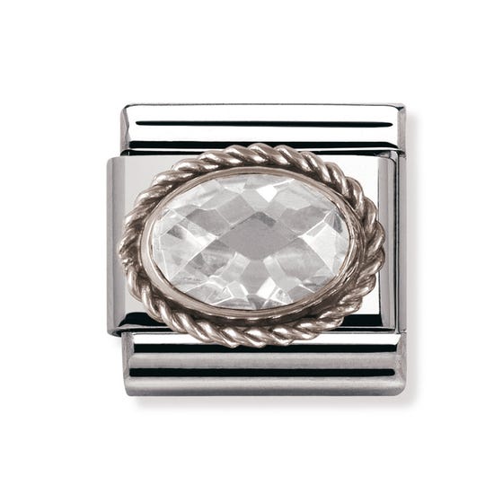 Classic Silver Faceted CZ Charm