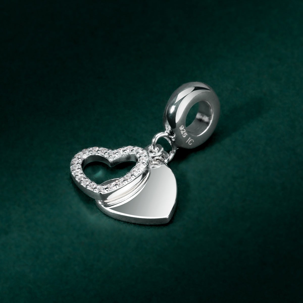 John Greed Signature Engravable Silver CZ Heart Pendant Charm